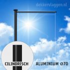 Fahnenmast mit nicht hissbaren Ausleger Zilindrisch Aluminium 6 oder 7 Meter Ø70 mm Schwarz RAL 9005