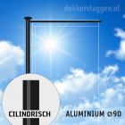 Fahnenmast mit nicht hissbaren Ausleger Zilindrisch Aluminium 6 oder 7 Meter Ø90 mm Schwarz RAL 9005