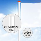 Fahnenmast Zilindrisch Aluminium 5, 6 oder 7 meter Ø60mm